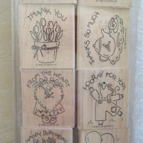 NEW Lot of 9 Rubber Stamp Vintage 1996 Stampin Up Wooden Stamps Craft Wood Notes - Picture 14 of 16
